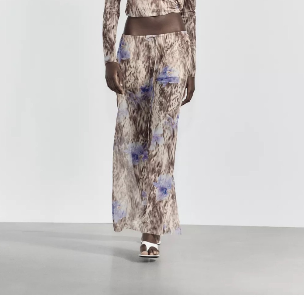 Zara Brown and Blue Patterned Pants